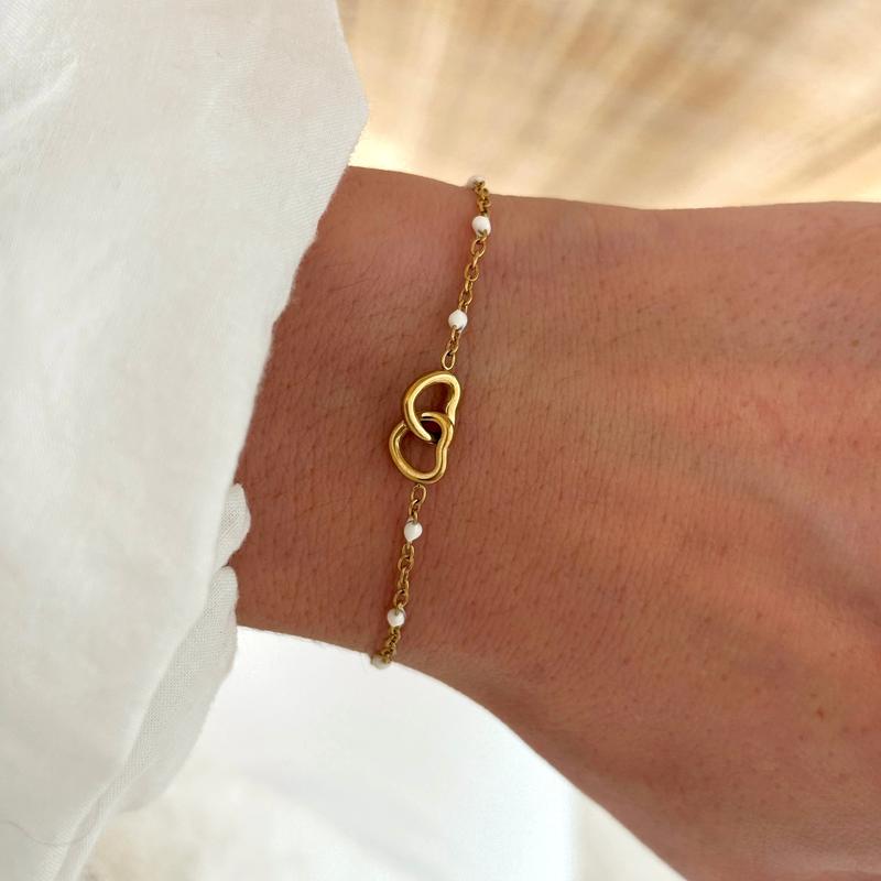 Bracelet double cœur acier