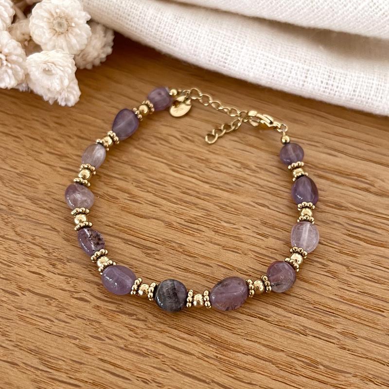 Bracelet Bronze Avec Améthyste - Vibrations Cristallines Bracelet Bronze Avec Améthyste - Vibrations Cristallines