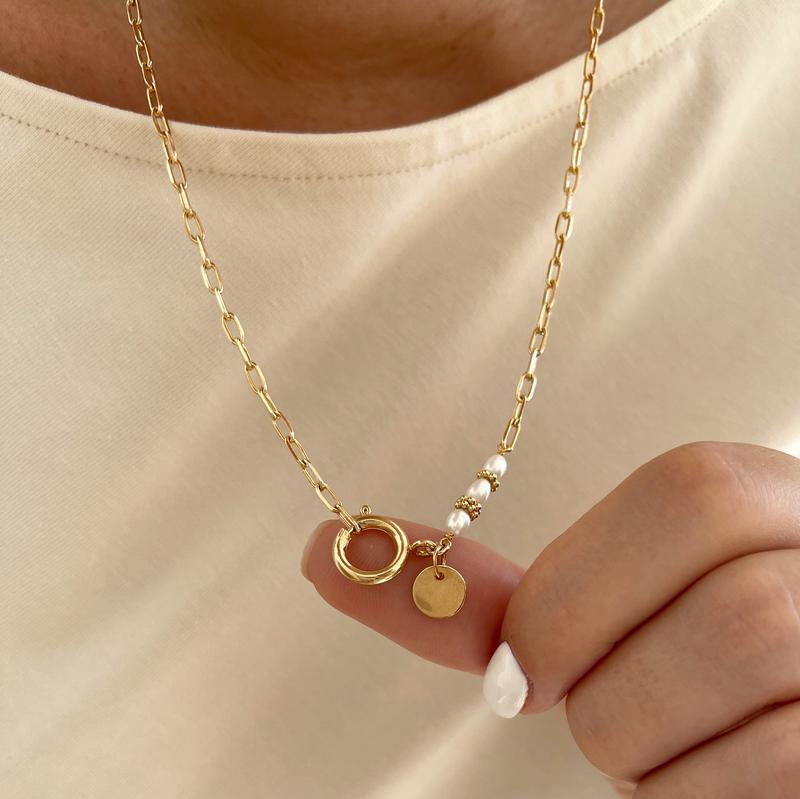 Collier Pendentif Citronnier Fait Main - Perle Et Plaqué Or/argent - 16 Pouces