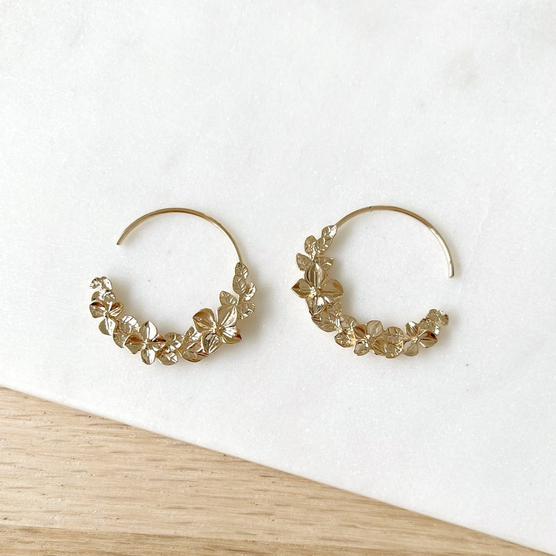Boucles d'Oreille Créoles Jonc Design Ciselé 4 cm Plaqué or 18K - Achat