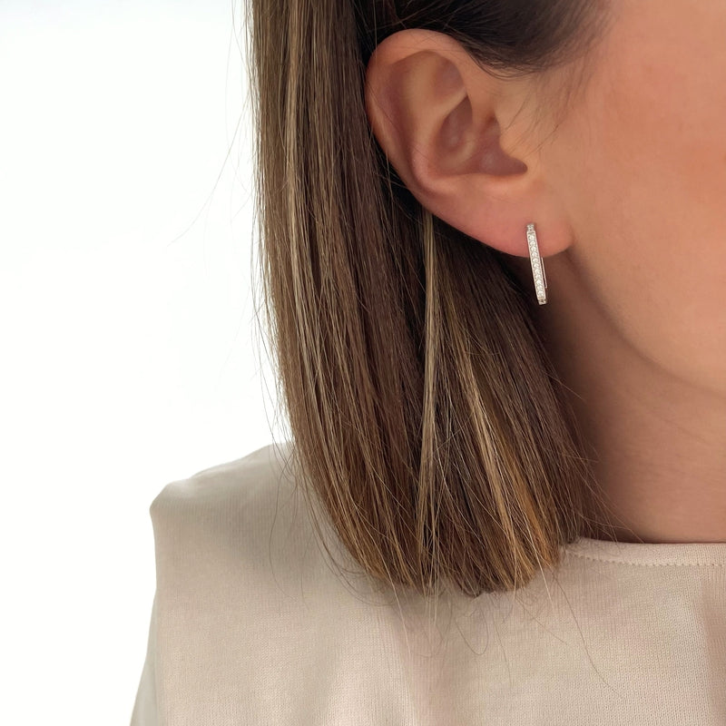 AOBOCO Orecchini A Cerchio In Argento 925 Con Zirconi – Piccoli Creoles Addormentati Da 13 Mm, Ipoallergenici, In Confezione Regalo