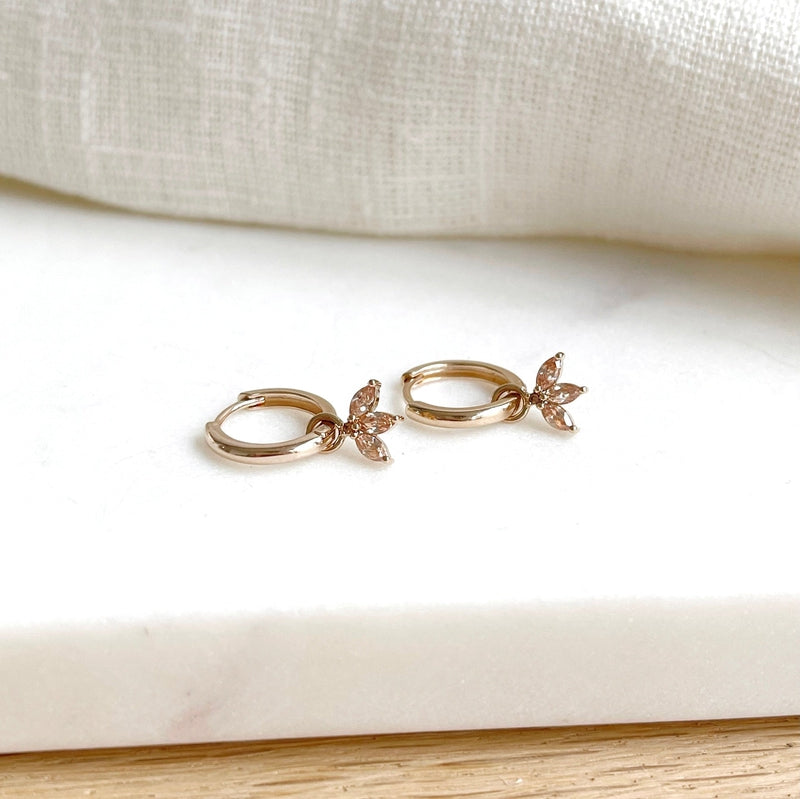 Boucles D'oreilles Pendantes En Forme De Larme – Plaqué Or Champagne, Zircone Cubique, Hypoallergéniques, Pour Femme Et Fille