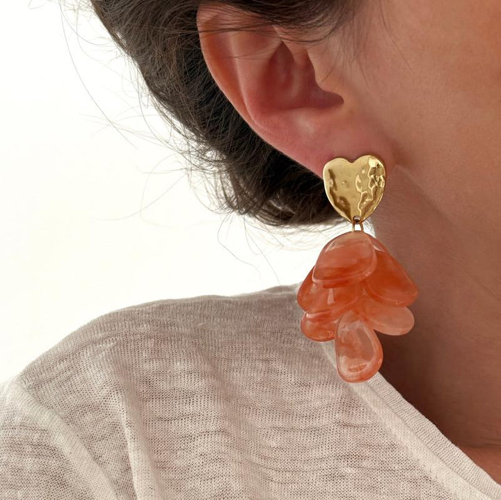 Ohrringe „Ambre“ orange-rot stahlfarben