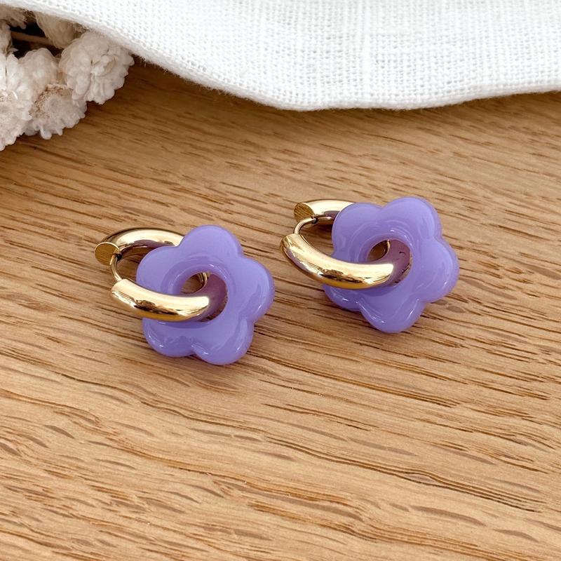 Creolen „Flora” Lavendelstahl – Ohrringe –Instants Plaisirs  Schmuck