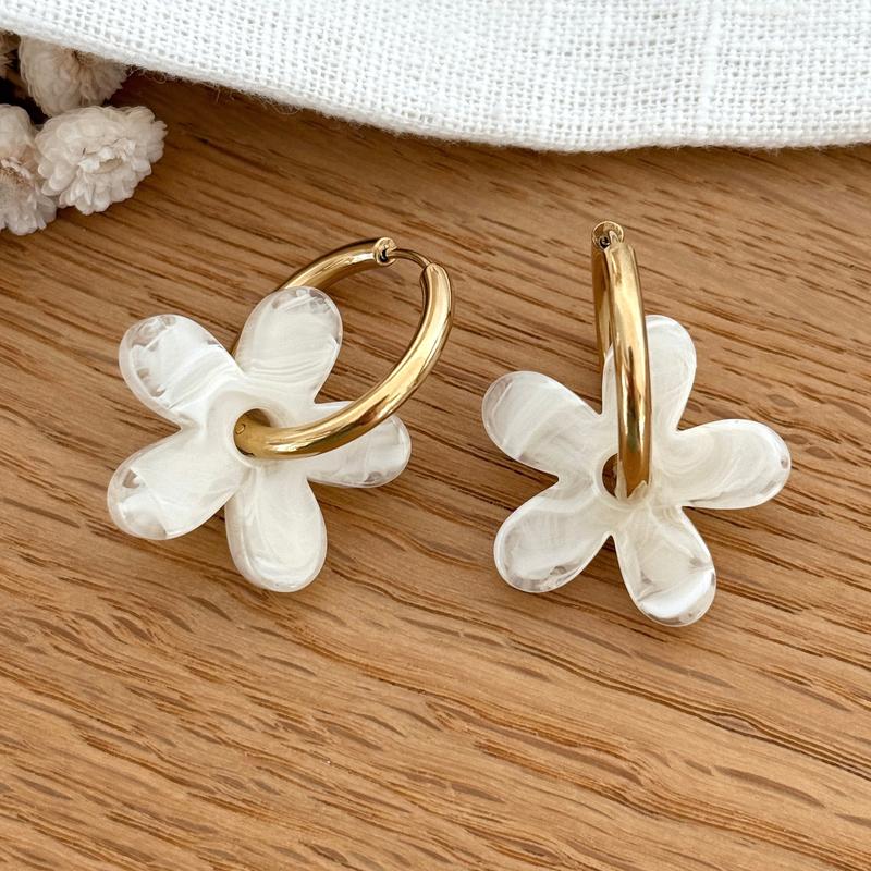 Creolen "Maria" ecru Stahl-Ohrringe-instants-plaisirs-InstantsInstants Plaisirs | Schmuck