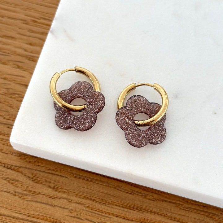 Créoles "Poppy" taupe acier