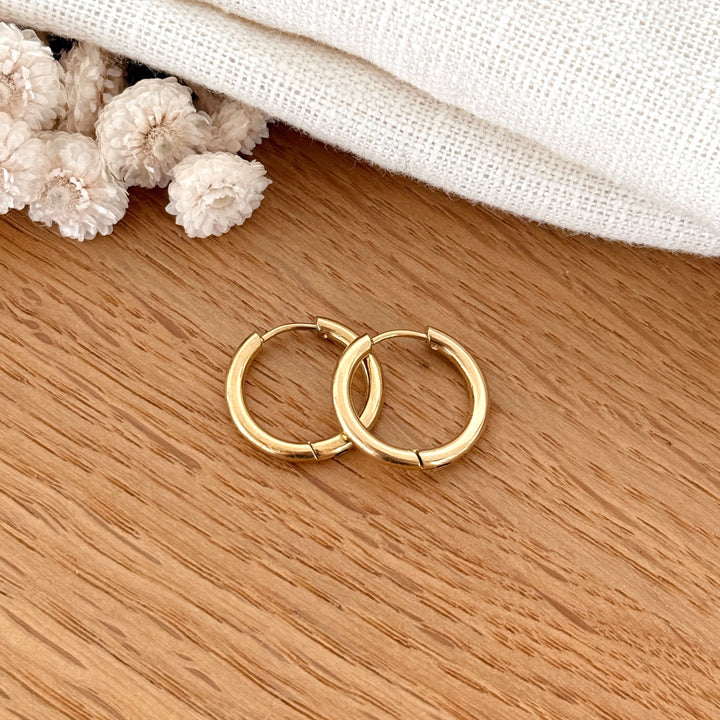 Créoles "Mini Filo" acier doré