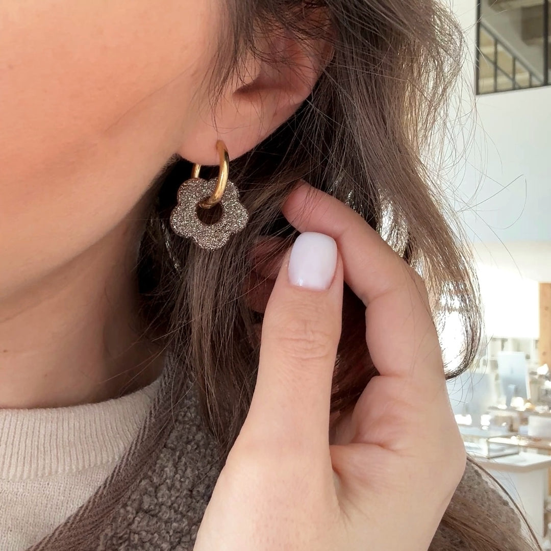 Créoles "Poppy" taupe acier