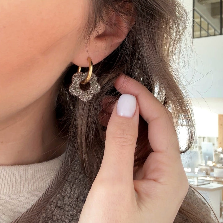 Créoles "Poppy" taupe acier