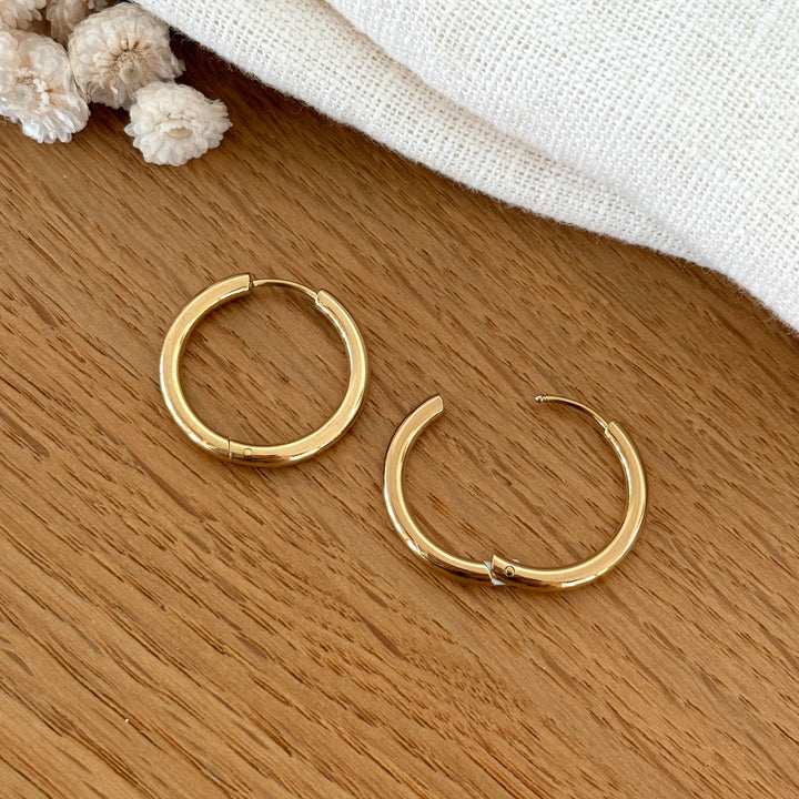 Créoles "Filo" acier doré