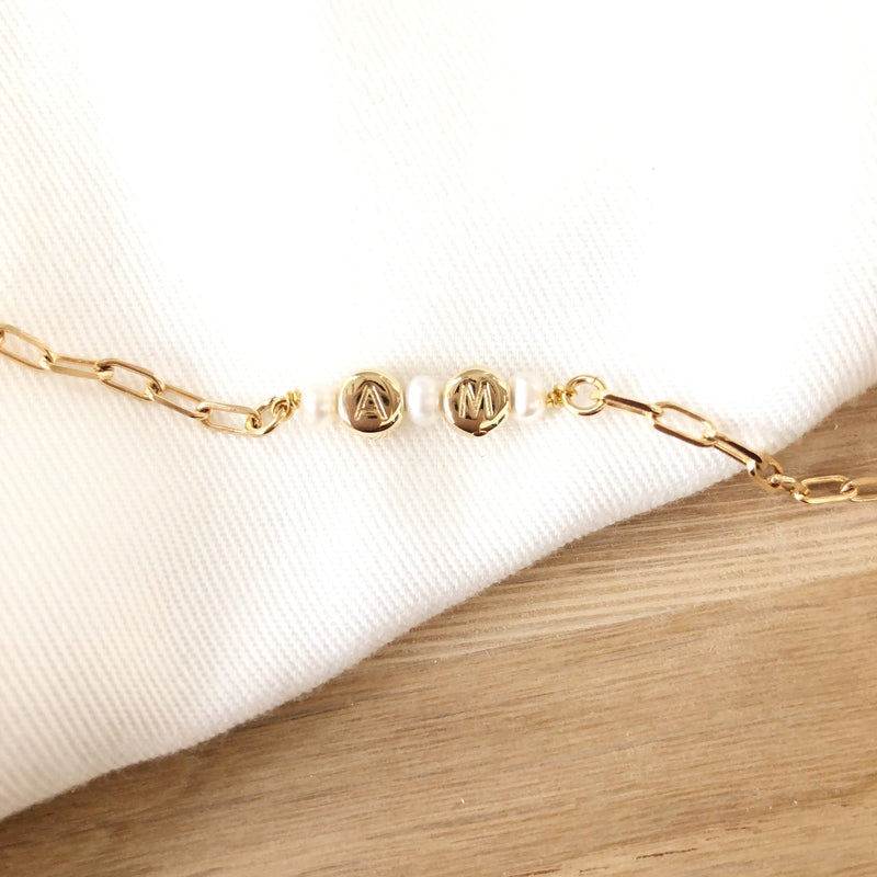 Armband "Anama" vergoldet-instant-plaisirs-2 Pastillen + 3 Perlen-Instants Plaisirs - Schmuck - Bijoux