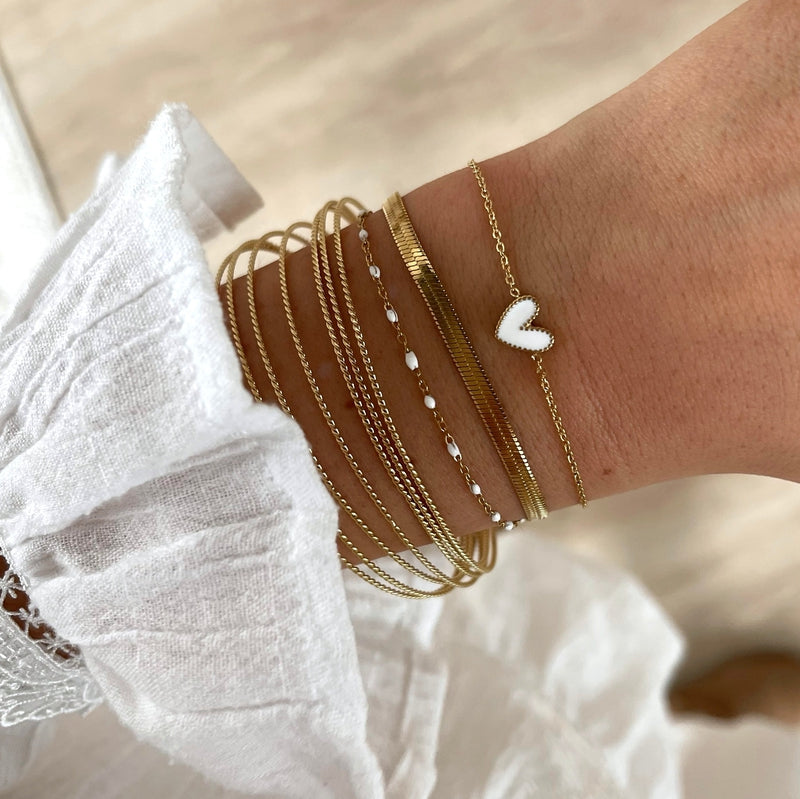 Armband "Louka" weiss Stahl-Armbänder-Instants Plaisirs - Bijoux-Instants Plaisirs | Bijoux