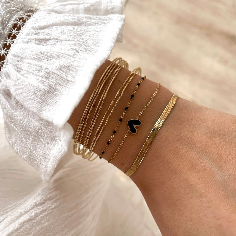 Armband "Louka" schwarz Stahl-Armbänder-Instants Plaisirs - Bijoux-Instants Plaisirs | Bijoux