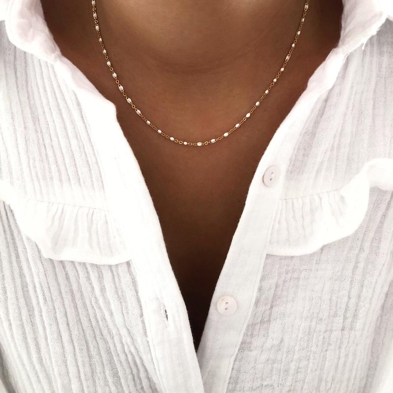 Halskette "Galy" aus weißem Stahl für Momente des Vergnügens 