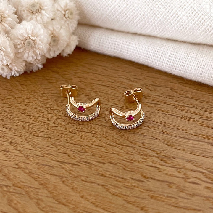 Samira" pink gold-plated earrings