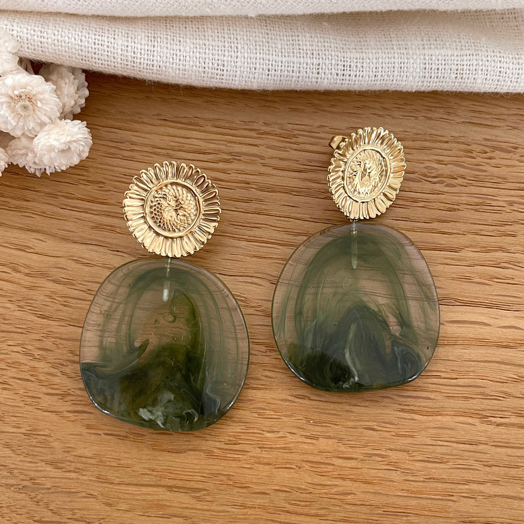 Parvine" khaki steel earrings