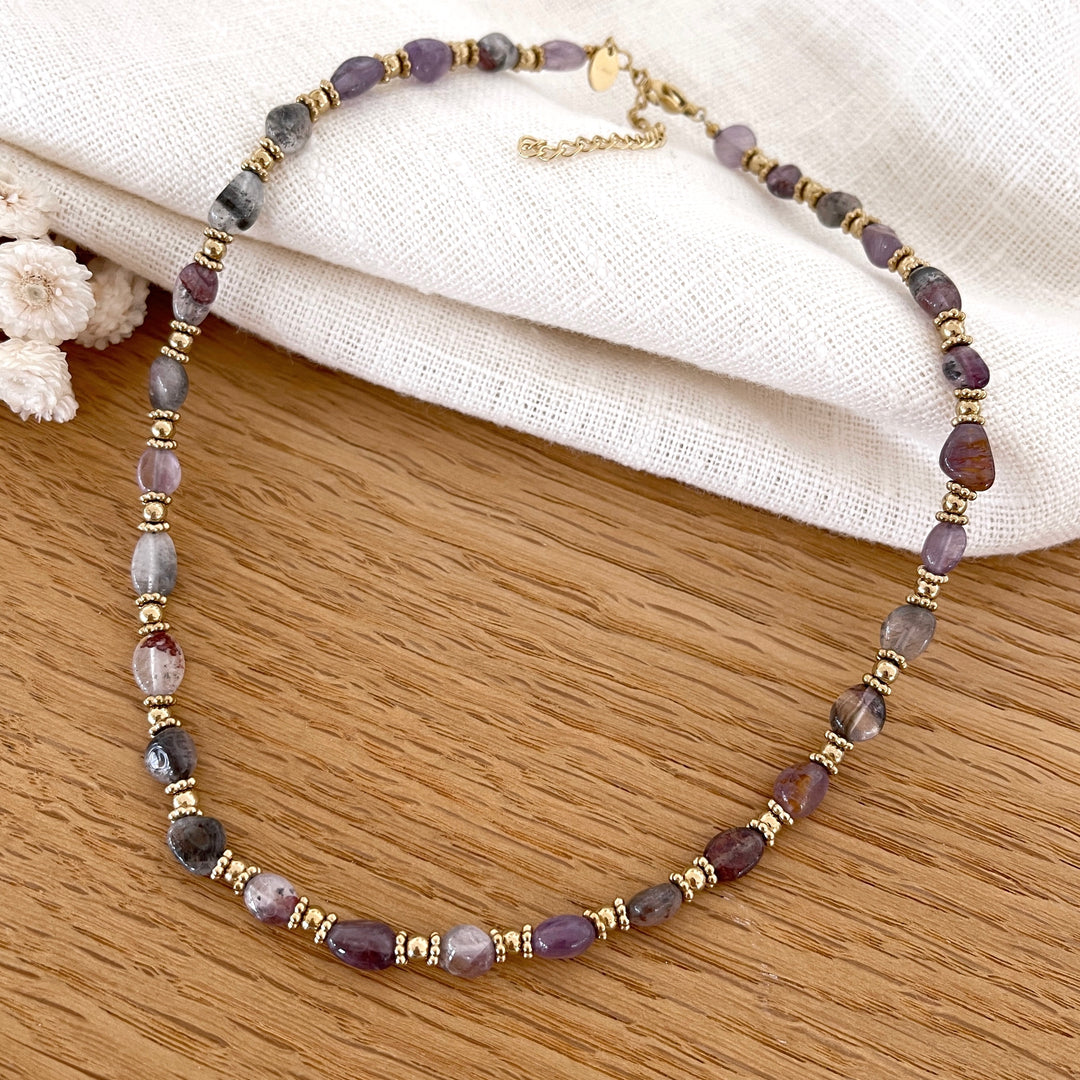 Dulcini" amethyst steel necklace