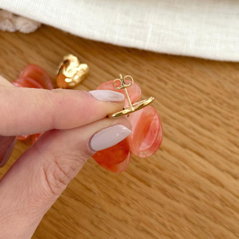Orange-red steel "Amber" earrings