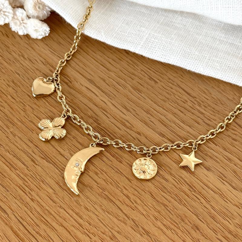 "Moon" steel necklace