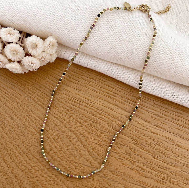 Milo" tourmaline steel necklace