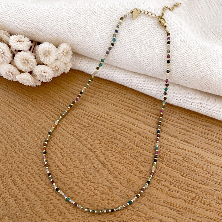 Milo" multicolored agate steel necklace