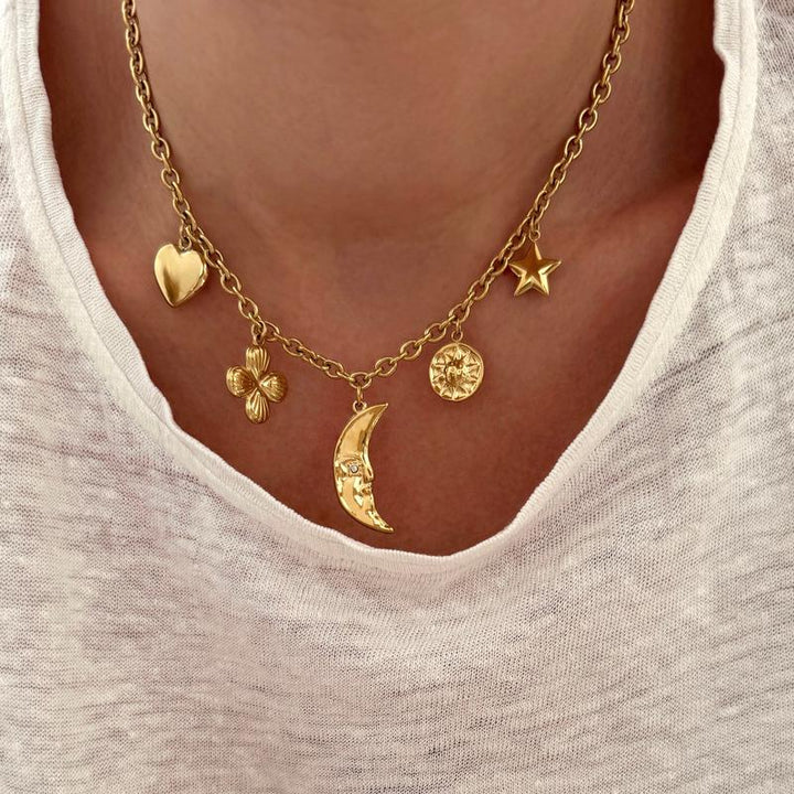 "Moon" steel necklace