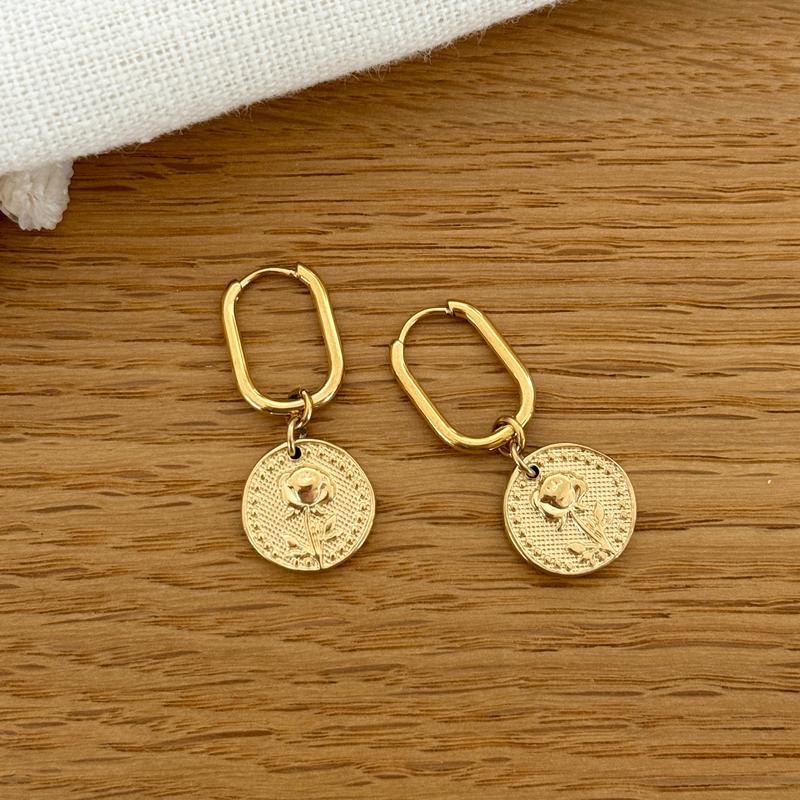 Birth flower earrings in steel