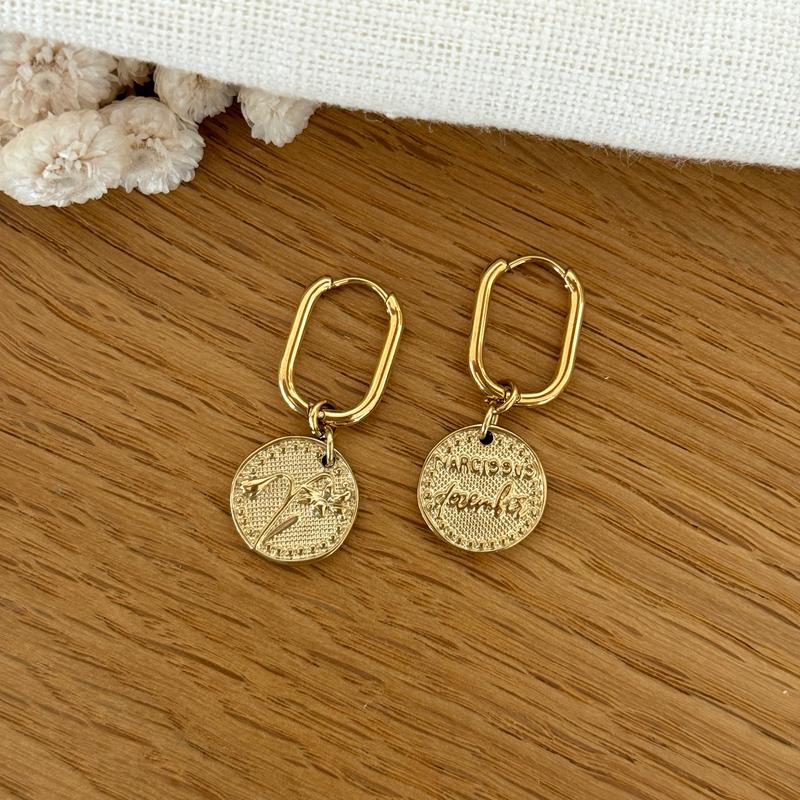 Birth flower earrings in steel