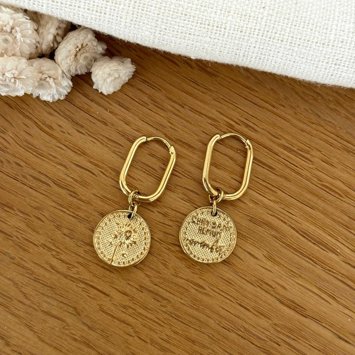 Birth flower earrings in steel