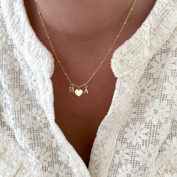 Initial" gold-plated heart necklace