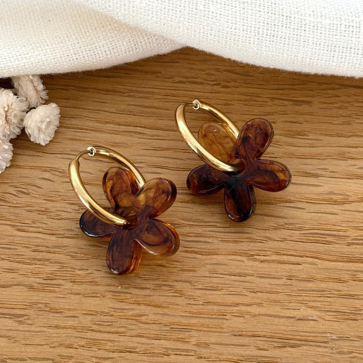 Steel brown "Maria" hoop earrings