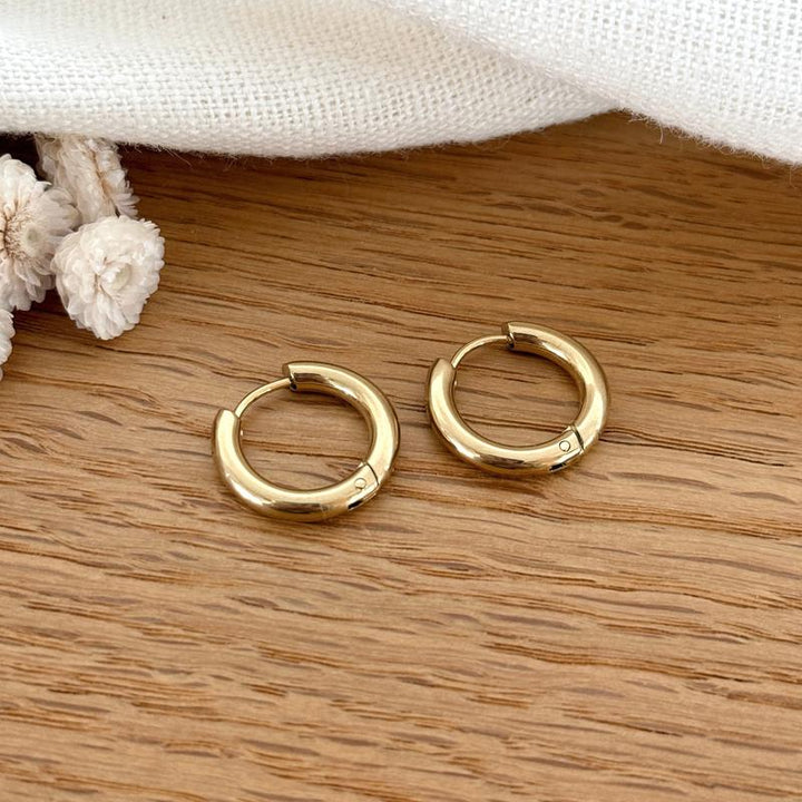 "Mini Stelo" gold-plated steel hoop earrings