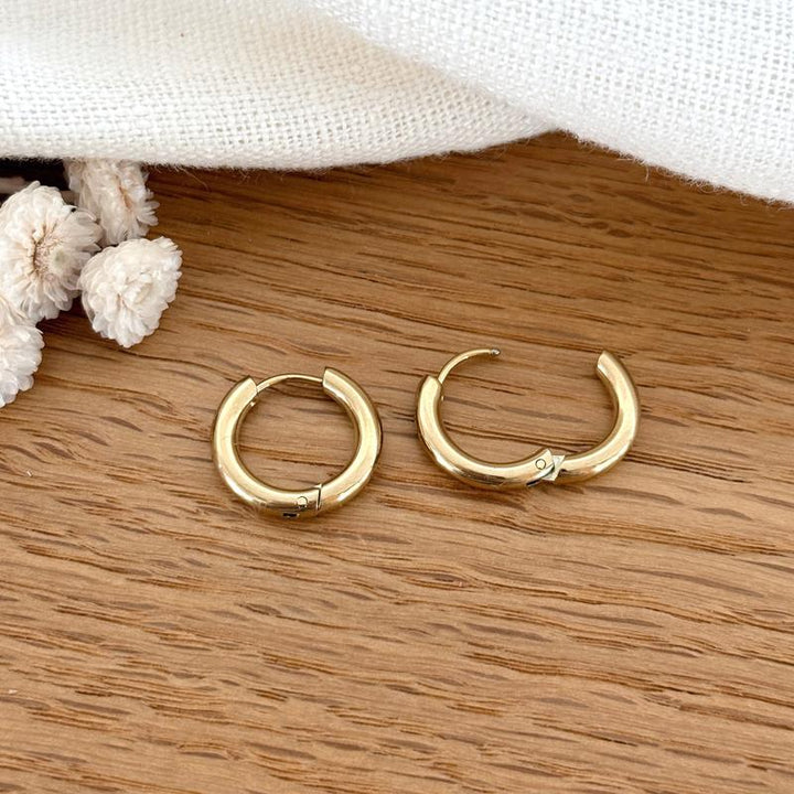 "Mini Stelo" gold-plated steel hoop earrings
