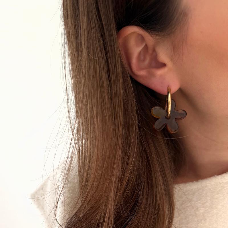 Steel brown "Maria" hoop earrings