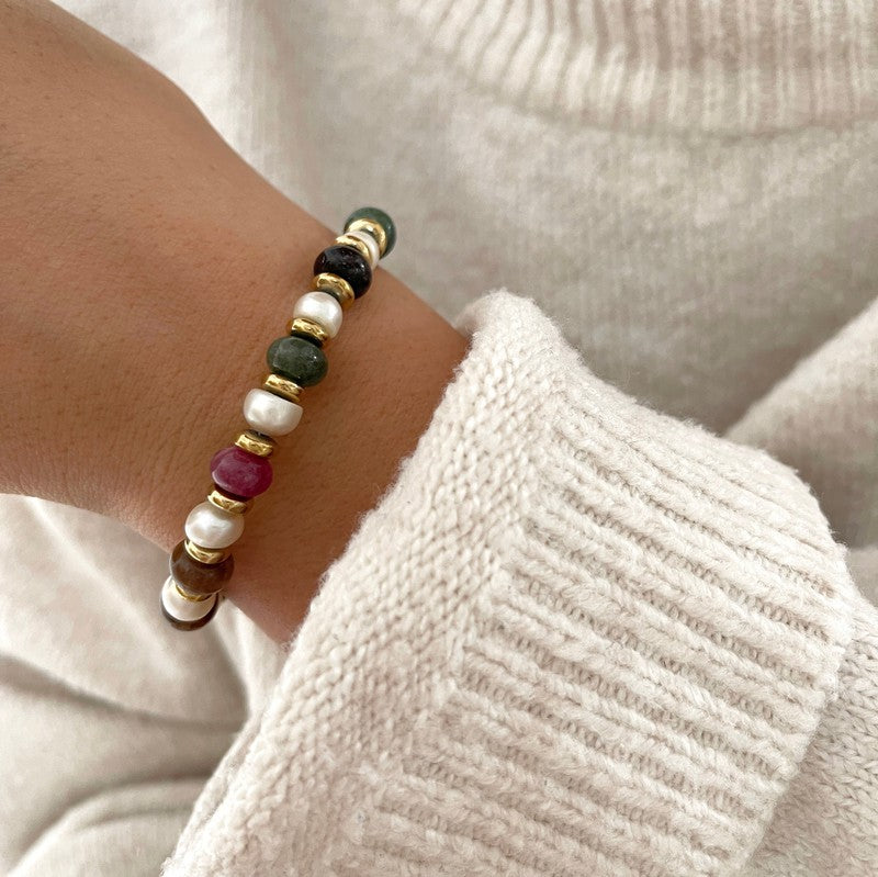 Max" tourmaline steel bracelet