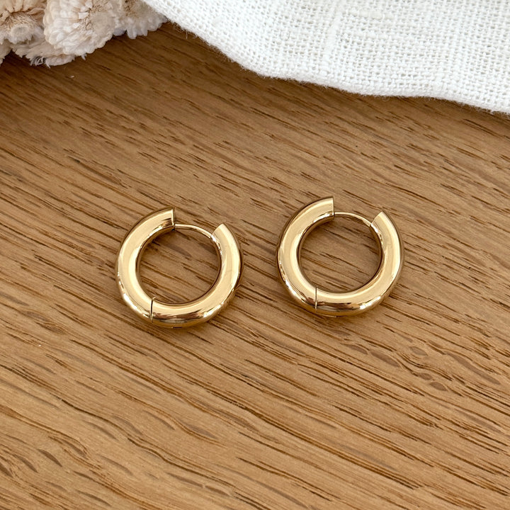 "Stelo" gold-plated steel hoop earrings