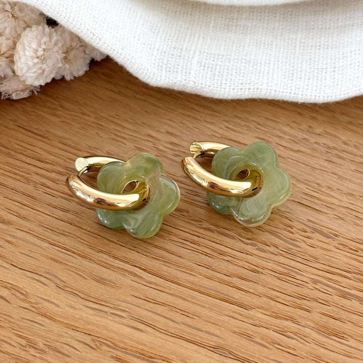 Créoles "Flora" olive green steel-Earrings-instants-plaisirs-InstantsInstants Plaisirs | Jewelry