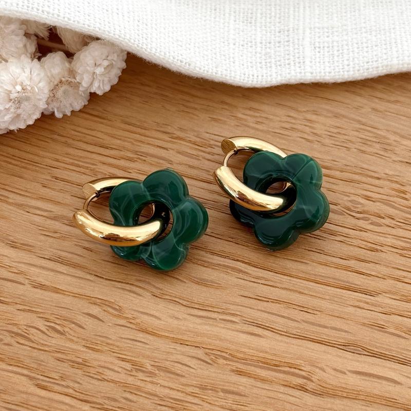 Dark green steel "Flora" hoopInstants Plaisirs  Jewelry