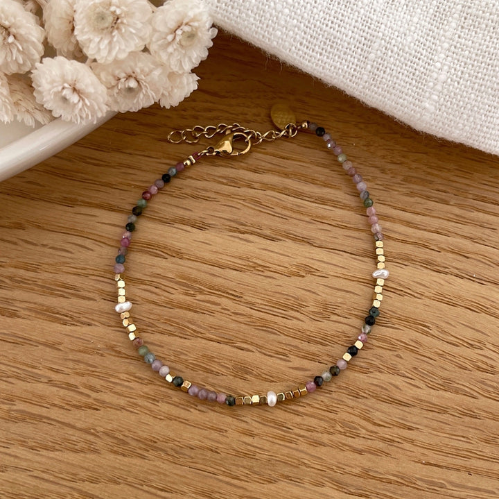 Wallis" tourmaline steel bracelet