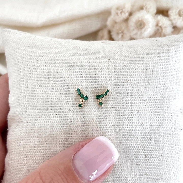Elénie" green gold-plated earrings