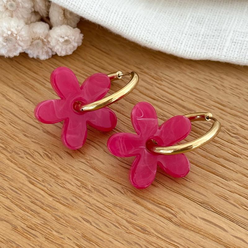 "Maria" fuchsia steel hoopInstants Plaisirs  Jewelry