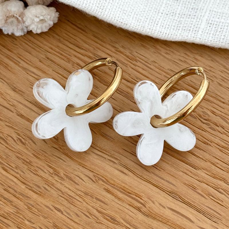 "Maria" steel white hoopInstants Plaisirs  Jewelry