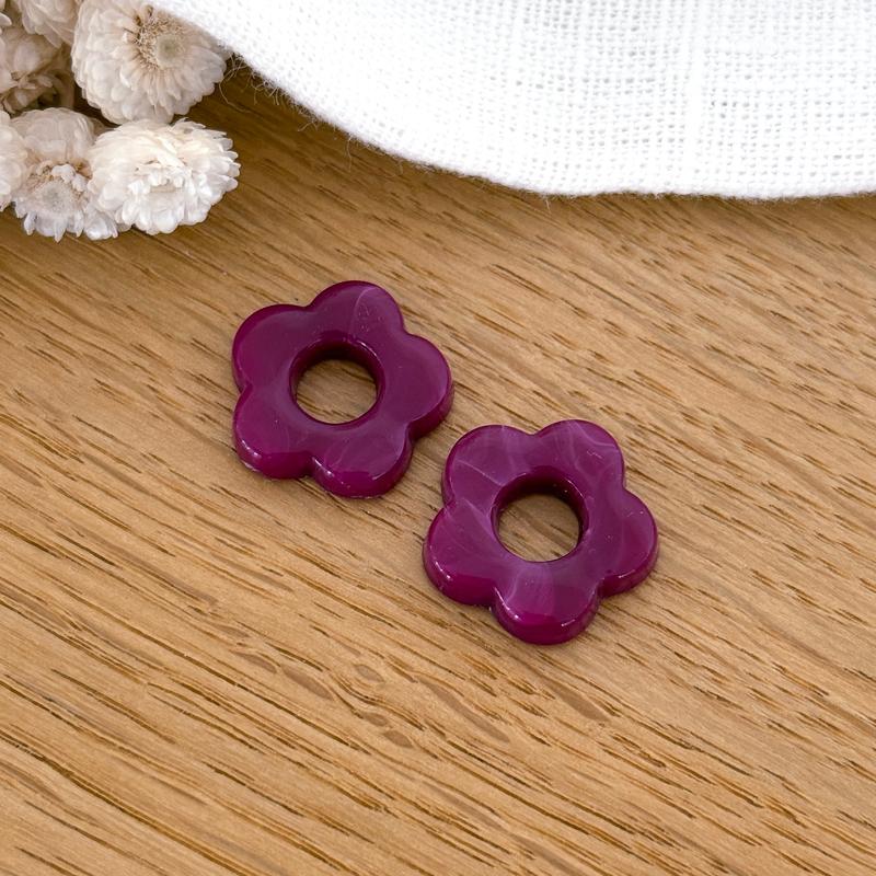 Flora acetate flowers - Earrings - Instants Plaisirs - Plum -Instants Plaisirs  Jewelry