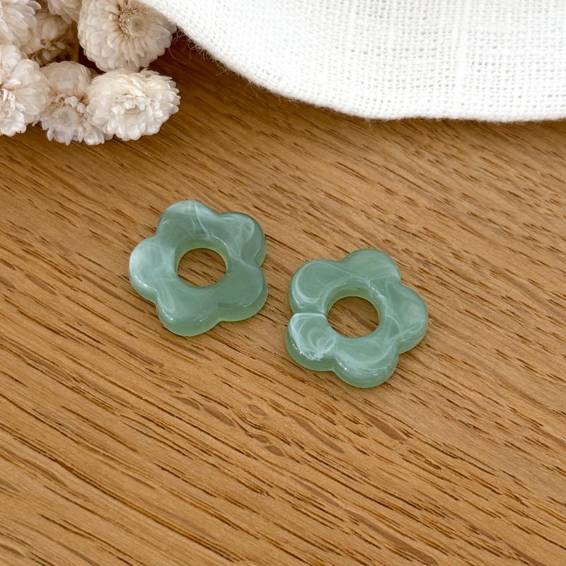 Flora acetate flowers - Earrings - Instants Plaisirs - Sage green -Instants Plaisirs  Jewelry