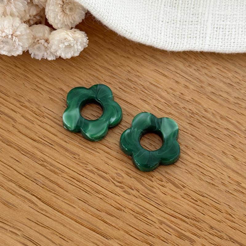Flora acetate flowers - Earrings - Instants Plaisirs - Dark green -Instants Plaisirs  Jewelry