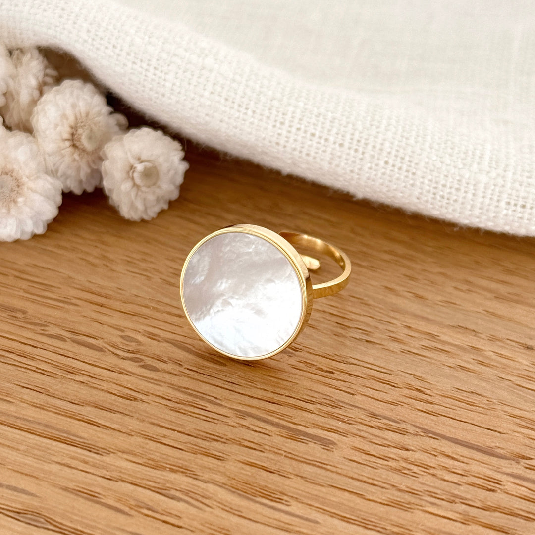Bague "Ophéa" Nacre acier