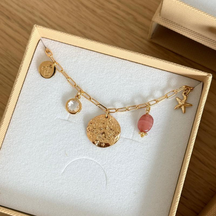 Customizable gold-plated charm necklace