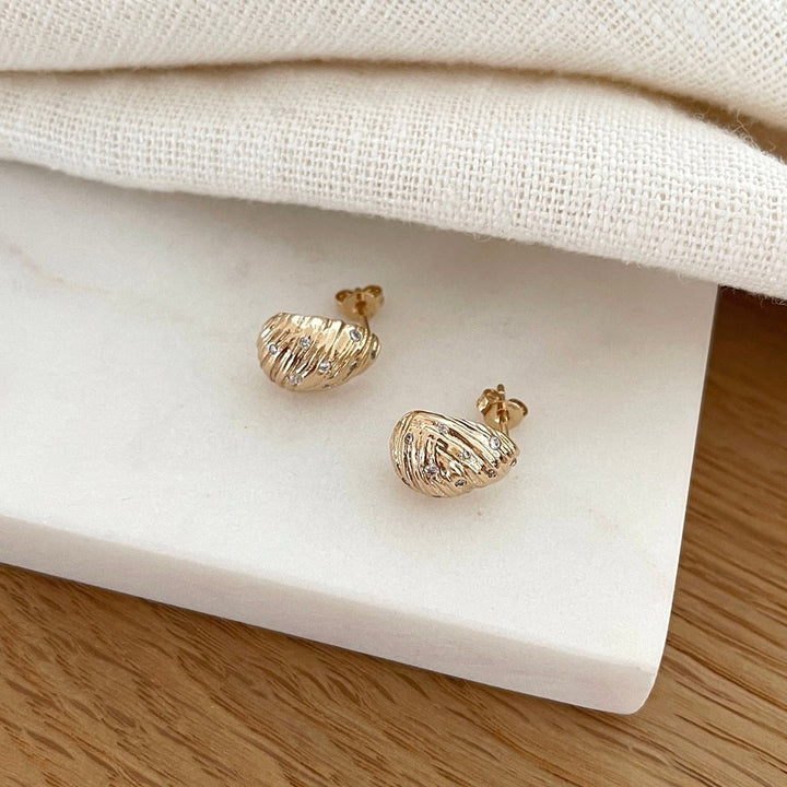 Bianca" gold-plated stone earrings