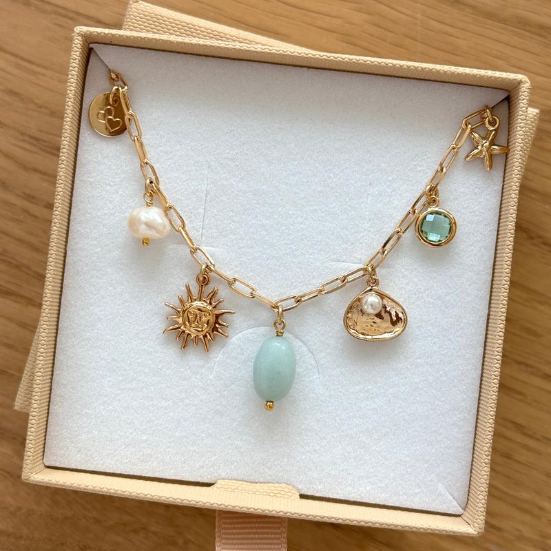 Customizable gold-plated charm necklace