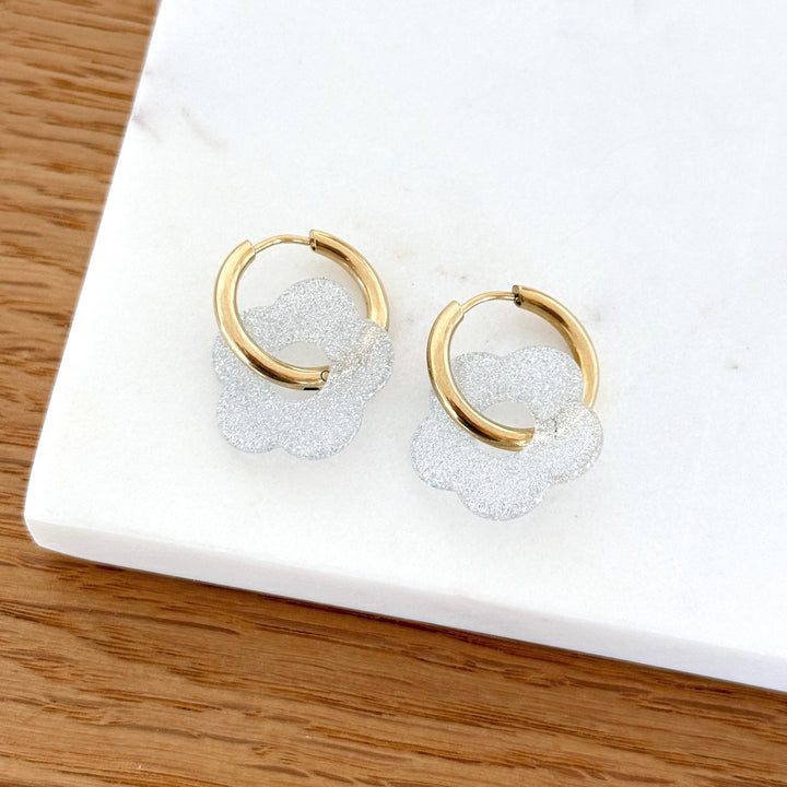 Créoles "Poppy" argent acier